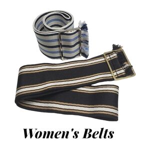 Women's Two Belt Bundle Stripes With Frayed Ends